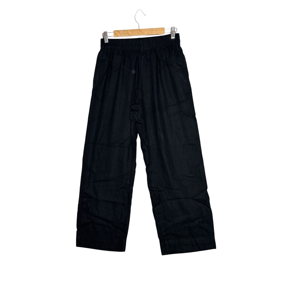 NWT Old Navy Womens Linen Blend Straight Leg Pants Small Tall Minimalist Black